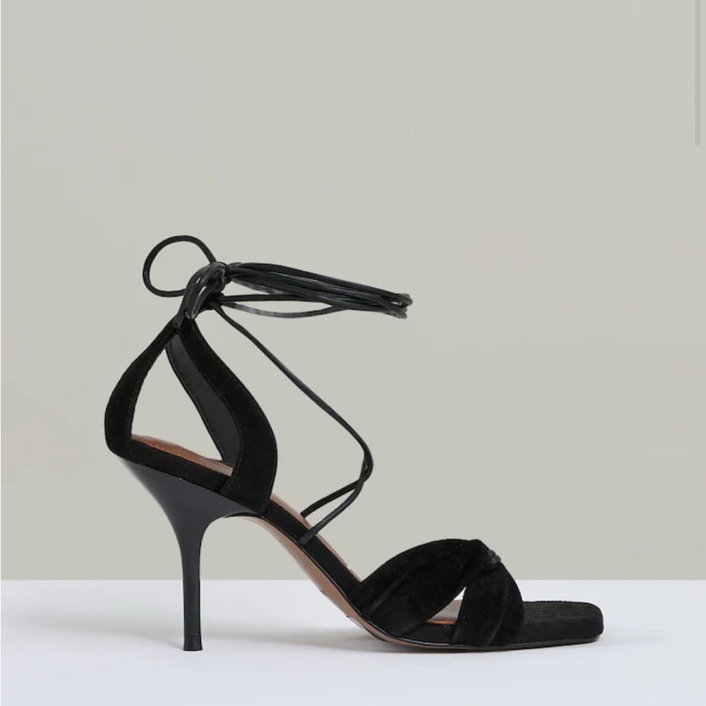 Reiss Black Lace-Up Strappy High Heel Sandals